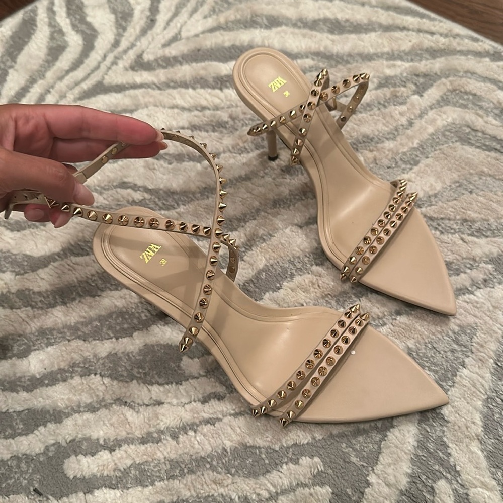 Womens Nude Strappy Sandals